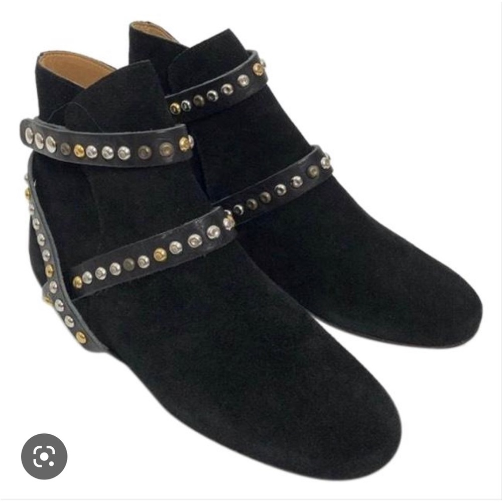 Isabel Marant Black Suede Studded Ankle Boots